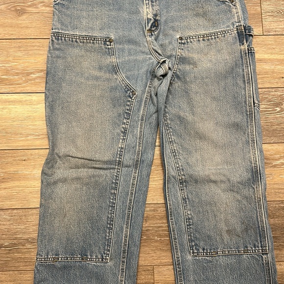CARHARTT JEANS DOUBLE KNEE DUNGAREE FIT BLUE VTG TAG SIZE 36x34 MEASURES 34x33 - Picture 5 of 16